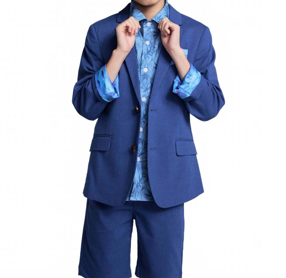 NEW APPAMAN boy's linen canopy sports jacket in blue
